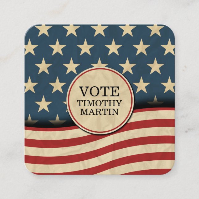 Tarjeta De Visita Cuadrada Bandera estadounidense (Anverso)