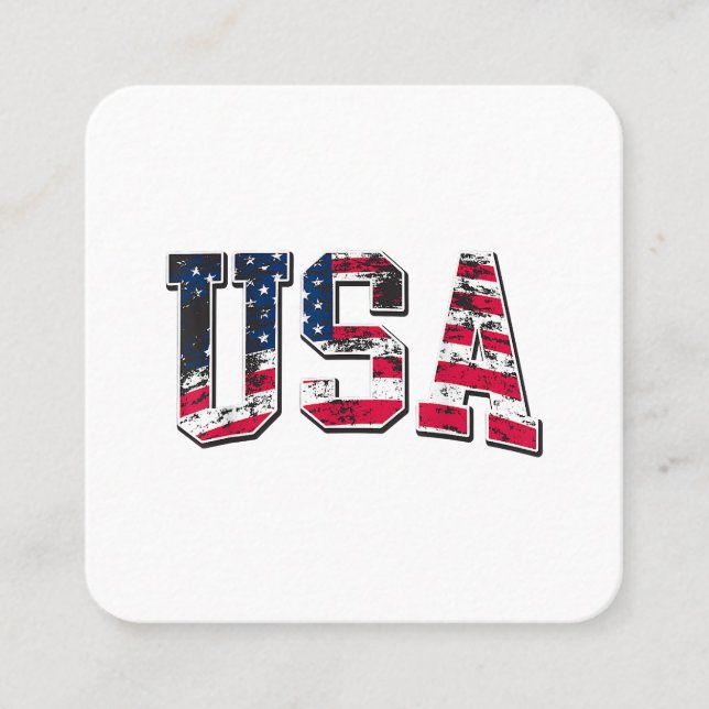 Tarjeta De Visita Cuadrada Bandera estadounidense de época (Anverso)