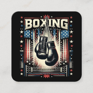 Tarjeta De Visita Cuadrada Bandera estadounidense en problemas de boxeo - Box