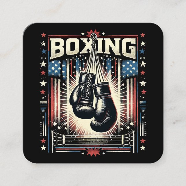 Tarjeta De Visita Cuadrada Bandera estadounidense en problemas de boxeo - Box (Anverso)
