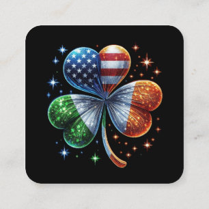 Tarjeta De Visita Cuadrada Bandera irlandesa americana DÍA DE SAN PATRICIO