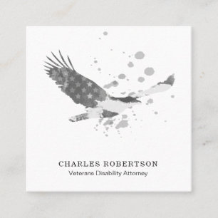 Tarjeta De Visita Cuadrada ** Bandera simple USA Águila norteamericana Blanc