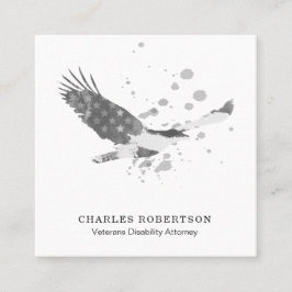 Tarjeta De Visita Cuadrada ** Bandera simple USA Águila norteamericana Blanco