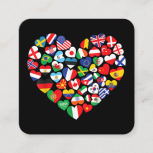 Tarjeta De Visita Cuadrada Banderas de los países de la bandera internacional