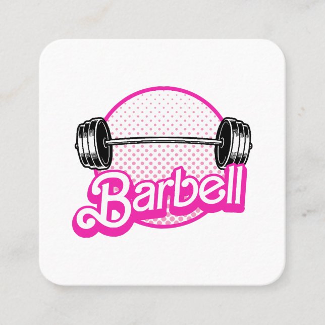 Tarjeta De Visita Cuadrada Barbell - rosa (Anverso)