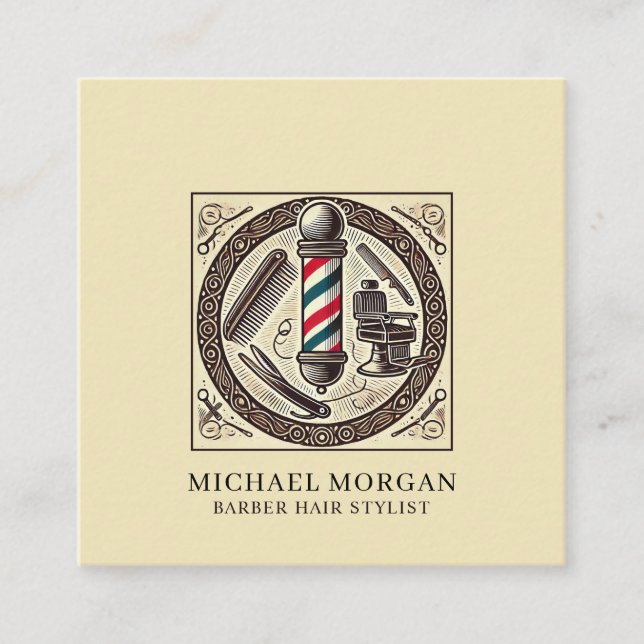 Tarjeta De Visita Cuadrada Barber Hair Stylist Barber Tools (Anverso)