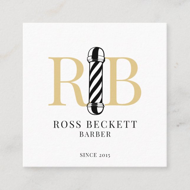 Tarjeta De Visita Cuadrada Barber Pole Barber Hair Stylist (Anverso)