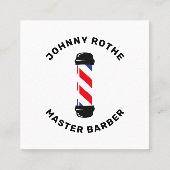 Tarjeta De Visita Cuadrada Barber Pole Hair Stylist Business Card (Anverso)