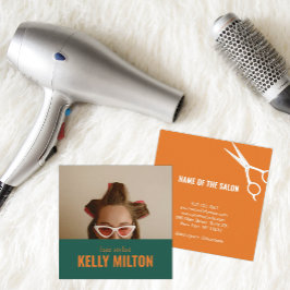 Tarjeta De Visita Cuadrada Barber Salon de peluquero de fotos personalizado d