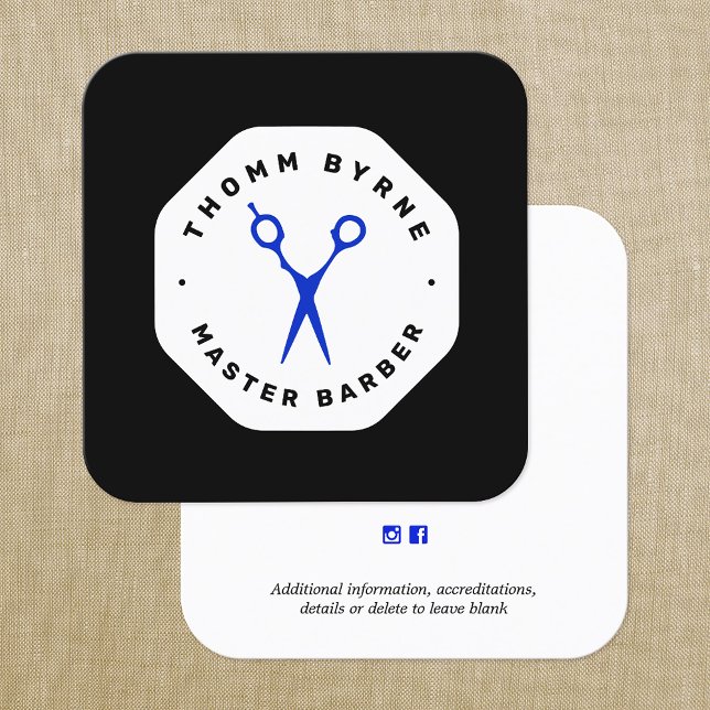 Tarjeta De Visita Cuadrada Barber Scissors Black Emblem Square Business Card (Subido por el creador)