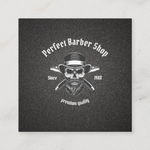 Tarjeta De Visita Cuadrada Barbería Metalizado negra elegante salón de pelu
