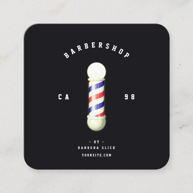 Tarjeta De Visita Cuadrada Barbería moderna de peluquería Haircut Barber's Po (Anverso)
