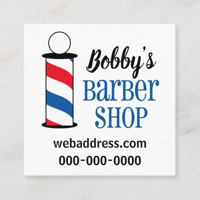 Tarjeta De Visita Cuadrada Barbería personalizada (Anverso)