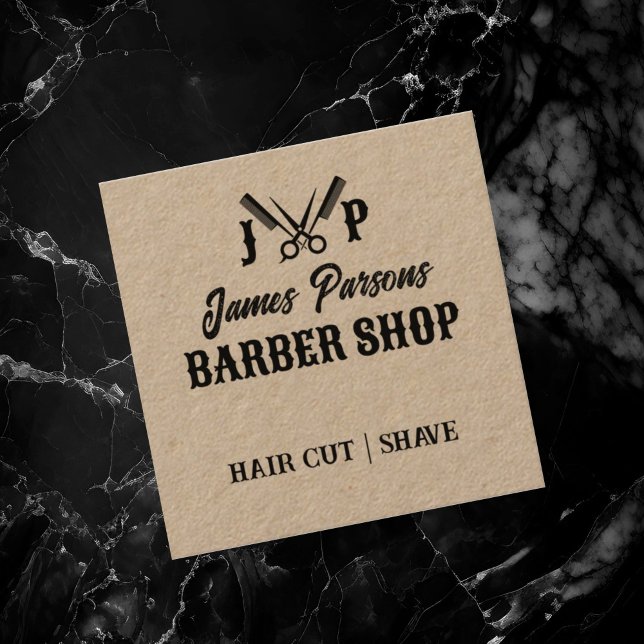 Tarjeta De Visita Cuadrada Barbería Rusa Hair Stylist Barber Shop (Subido por el creador)