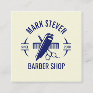 Tarjeta De Visita Cuadrada Barbería Vintage Color Beige Cabello elegante