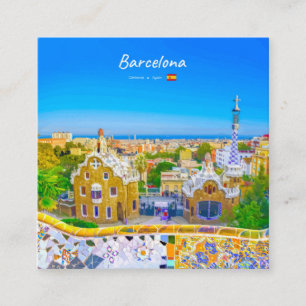 Tarjeta De Visita Cuadrada Barcelona, España - Parque Güell Mosaico Gaudí