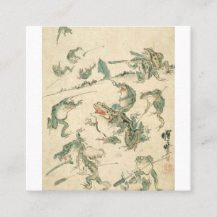 Tarjeta De Visita Cuadrada Batalla De Las Ranas - Kawanabe Kyosai