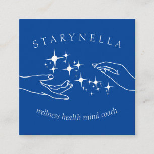 Tarjeta De Visita Cuadrada Batería Reiki con energía en estrellas blancas de 