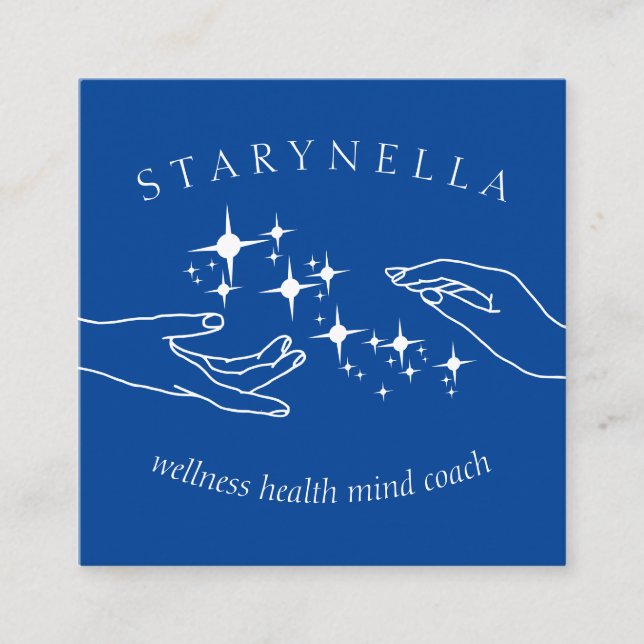 Tarjeta De Visita Cuadrada Batería Reiki con energía en estrellas blancas de  (Anverso)