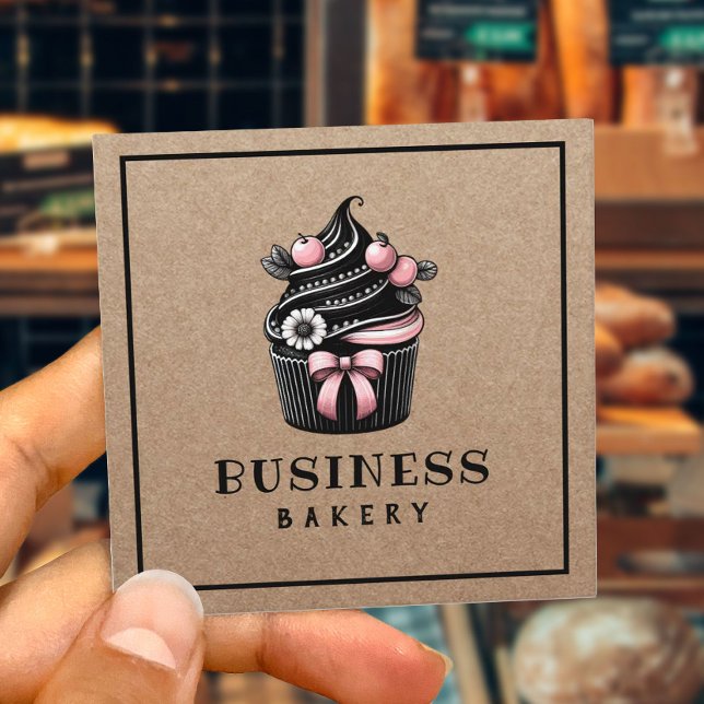 Tarjeta De Visita Cuadrada Baterías hechas a mano de torta suave Kraft rústic (Subido por el creador)