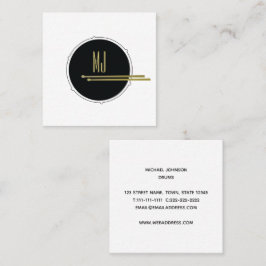 Tarjeta De Visita Cuadrada Baterista minimalista de oro negro