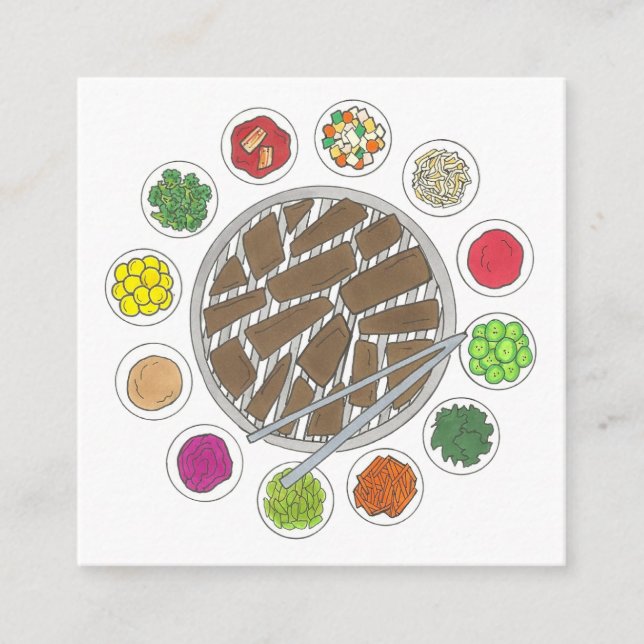 Tarjeta De Visita Cuadrada BBBQ Barbacoa Restaurante Restauración Caterer Che (Anverso)