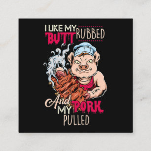 Tarjeta De Visita Cuadrada BBQ BBQ Grillmaster Como Butt Rubbed & Pork Puk Pu