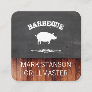 Tarjeta De Visita Cuadrada BBQ / Cerdo / Calle / Madera