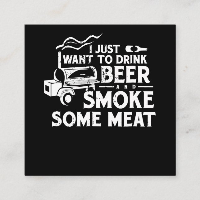 Tarjeta De Visita Cuadrada BBQ Fumar Pitmaster Bebe Beer Humo carne (Anverso)