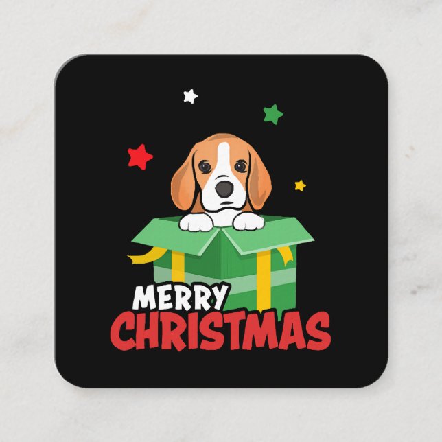 Tarjeta De Visita Cuadrada Beagle Santa Dog Amantes de Feliz Navidad (Anverso)