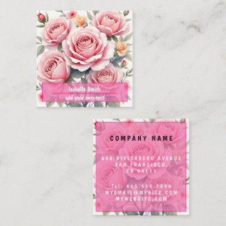 Tarjeta De Visita Cuadrada Beautiful Pink Roses Luxury Trendy Collection