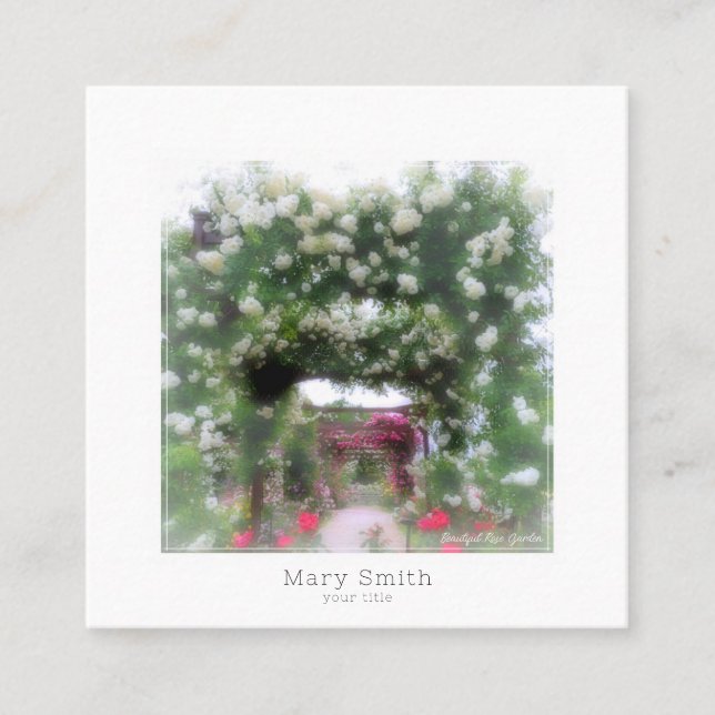 Tarjeta De Visita Cuadrada Beautiful Rose Garden (Anverso)
