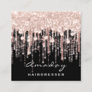 Tarjeta De Visita Cuadrada Beauty Hairdresser Makeup Artist Rosa Perforacione