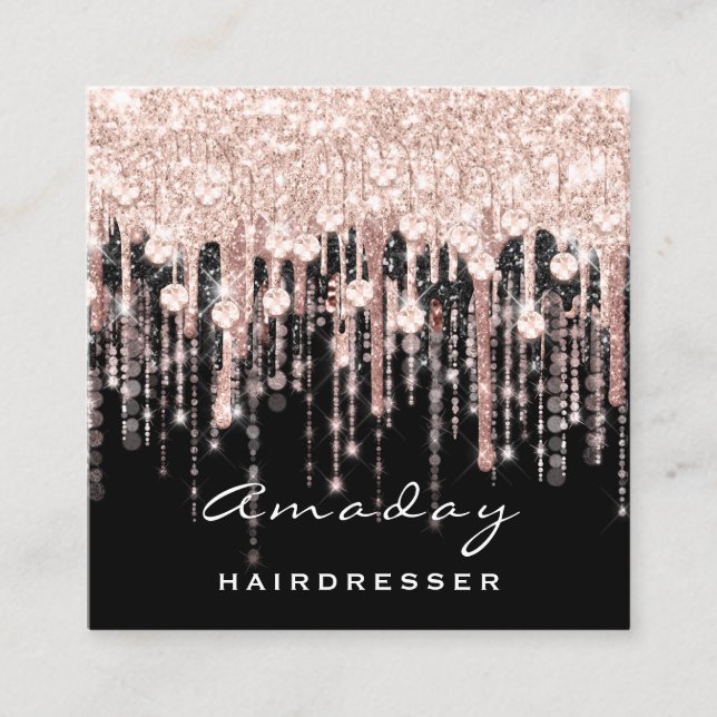 Tarjeta De Visita Cuadrada Beauty Hairdresser Makeup Artist Rosa Perforacione (Anverso)