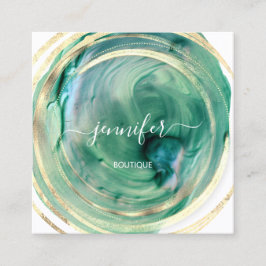 Tarjeta De Visita Cuadrada Beauty Organic Bio Shop QR Logo Jabón Blanco Verde