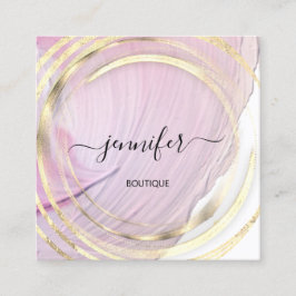 Tarjeta De Visita Cuadrada Beauty Organic Bio Shop QR Logo Jabón Oro Rosa