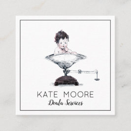 Tarjeta De Visita Cuadrada Bebé caprichoso en parteras a escala