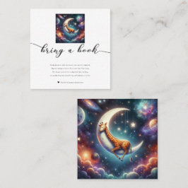 Tarjeta De Visita Cuadrada Bebé Jirafa Celestial Trae un Libro Fiesta de Bebé