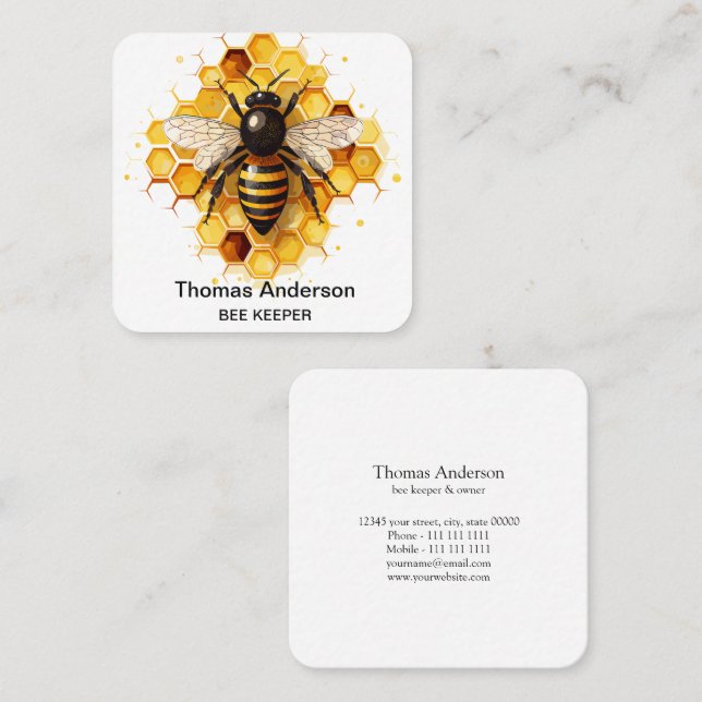 Tarjeta De Visita Cuadrada Bee Farm Bee Keeper Business Card (Anverso / Reverso)