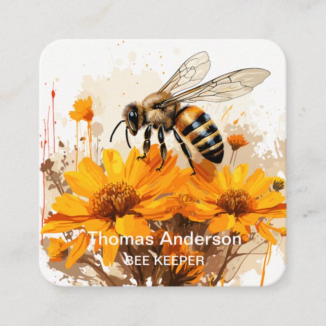 Tarjeta De Visita Cuadrada Bee Farm Bee Keeper Business Card (Anverso)
