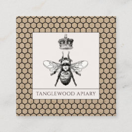 Tarjeta De Visita Cuadrada Beekeeper Apiary Honeycomb Kraft
