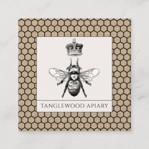 Tarjeta De Visita Cuadrada Beekeeper Apiary Honeycomb Kraft