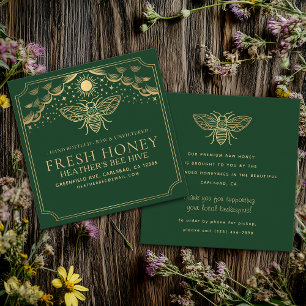 Tarjeta De Visita Cuadrada Beekeeper Honeybee de Witchy Tarot Editable