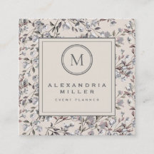 Beige Linen Elegant Floral | Monograma