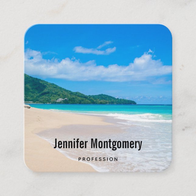 Tarjeta De Visita Cuadrada Bella Playa Escénica de Destino Tropical (Anverso)
