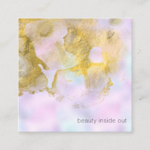 Tarjeta De Visita Cuadrada *~* Belleza del pelo del arcoiris Holográgico Uni