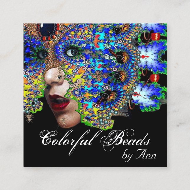 Tarjeta De Visita Cuadrada Belleza EFEMERAL, Moda, Cosméticos, Artista De Maq (Anverso)