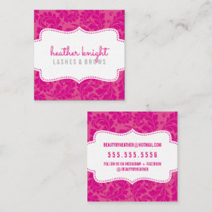 Tarjeta De Visita Cuadrada BELLEZA ESTILO distinguido florido negro brillante