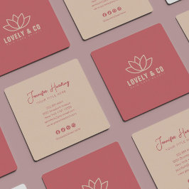 Tarjeta De Visita Cuadrada Belleza minimalista crema rosa polvoriento