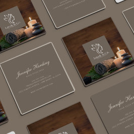 Tarjeta De Visita Cuadrada Belleza minimalista neutral beige en cuadrado con 